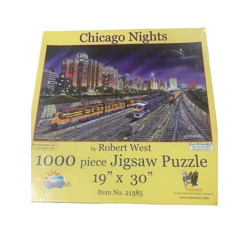 Chicago Nights 1000 Pc SunsOut JIGSAW PUZZLE by Artist Robert West NEW SEALED